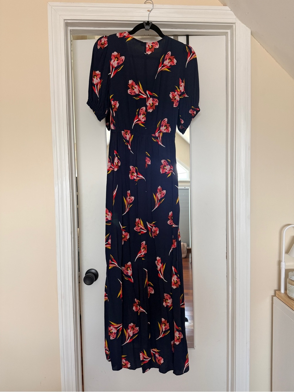Express Navy Maxi Dress with Pink Floral Print